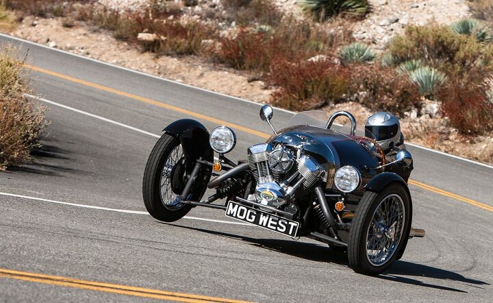 morgan 3 wheeler review, Though its handling limits are low exploring those limits is incredibly fun Note the inside tire coming off the ground