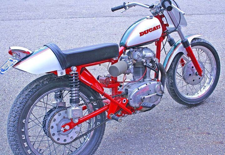 ducati scrambler retrospective, The 1962 64 4 speed Scramblers commonly called narrow case models are sometimes still seen at vintage races This custom is one of several owned by Ed Sensenig of Pennsylvania