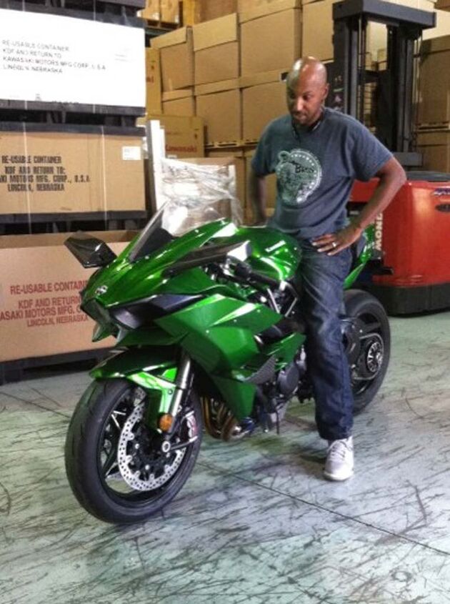 riding kawasaki s supercharged ninja h2 h2r rickey gadson interview video, Gadson s H2 was shipped through Kawasaki s American headquarters in California then routed to Atlanta I had to send Kawasaki Motor Corp pictures of the motorcycle once I took it out of the crate so they could see what it looks like This bike was such a big secret that nobody at KMC got to see this bike