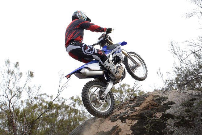 2015 yamaha wr250f first ride review, A low first gear helps when you need to grunt the WR up and over the occasional boulder in your path
