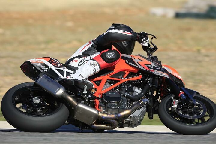 longtime companion ktm 1290 super duke r, At the bike s launch in October 13 TR found out just how capable a track bike the Super Duke can be on this mildly race prepped example