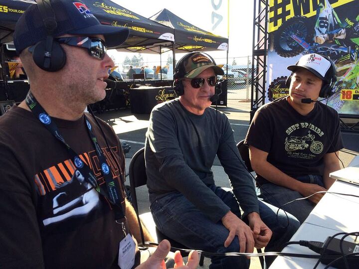 mo interview paul carruthers motoamerica communications director, PC hosting Bike Week Radio with Jimmy Lewis left and Bobby Wooldridge
