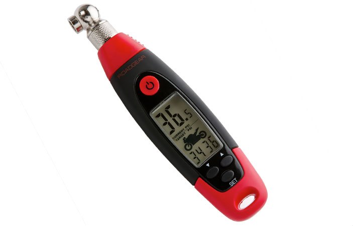 tire care maintenance buyer s guide, The Roadgear Programmable Digital Tire Gauge 35 offers motorcycle specific features not found on most gauges You can program it to display your preferred pressures for your front and rear tires The large readout is accurate to within 1 over a range of 5 0 99 5 psi in half pound increments