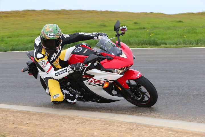 2015 yamaha yzf r3 first ride review video, The R3 s standard components make it a fun track toy but a few choice pieces could fully exploit its performance potential