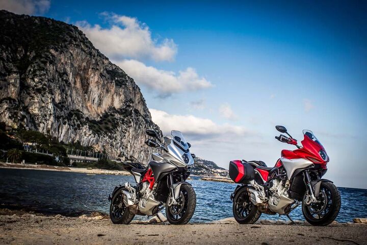 2015 mv agusta turismo veloce 800 first ride review video, If ever there was a lanky sport adventure tourer that felt at home on the Cote d Azur the MV Turismo Veloce 800 is that motorcycle