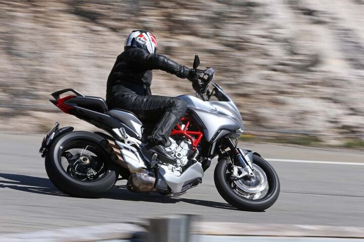 2015 mv agusta turismo veloce 800 first ride review video, Without its optional hard bags the Turismo Veloce presents a clean tail and a clear view of its sexy rear end