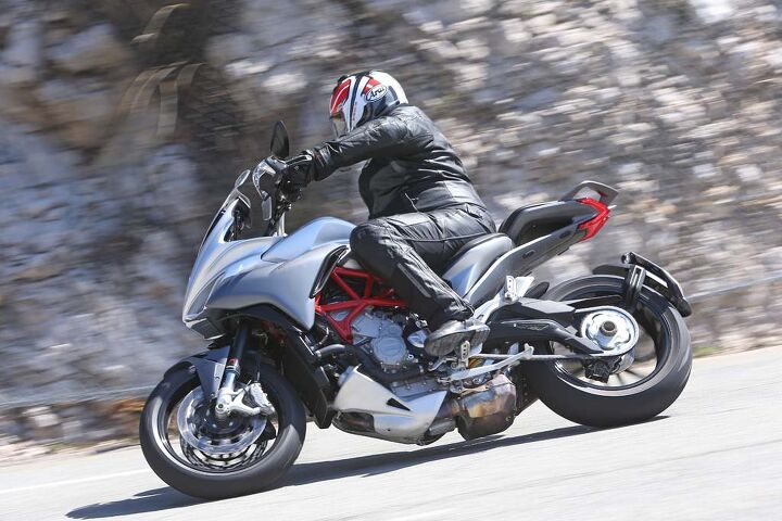2015 mv agusta turismo veloce 800 first ride review video, This is how you do a subframe with integrated bag mounts What bag mounts you may be asking look at the four little black rectangles underneath the tail section Elegantly awesome