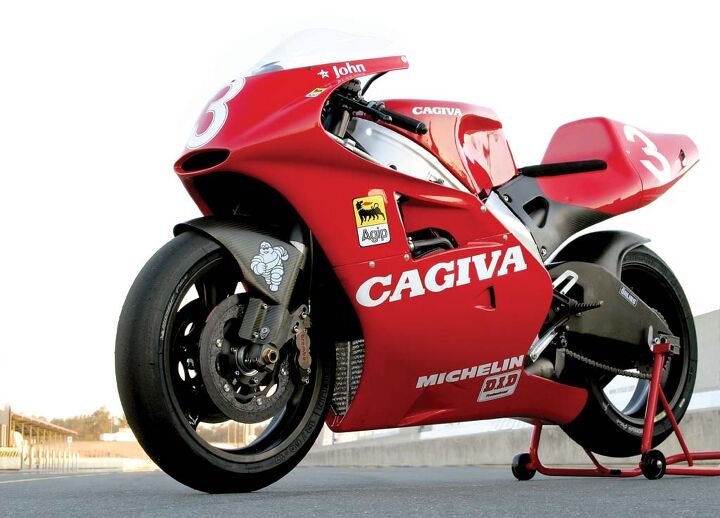 CAGIVA 500 run by the official Cagiva Bastos team in the 1987