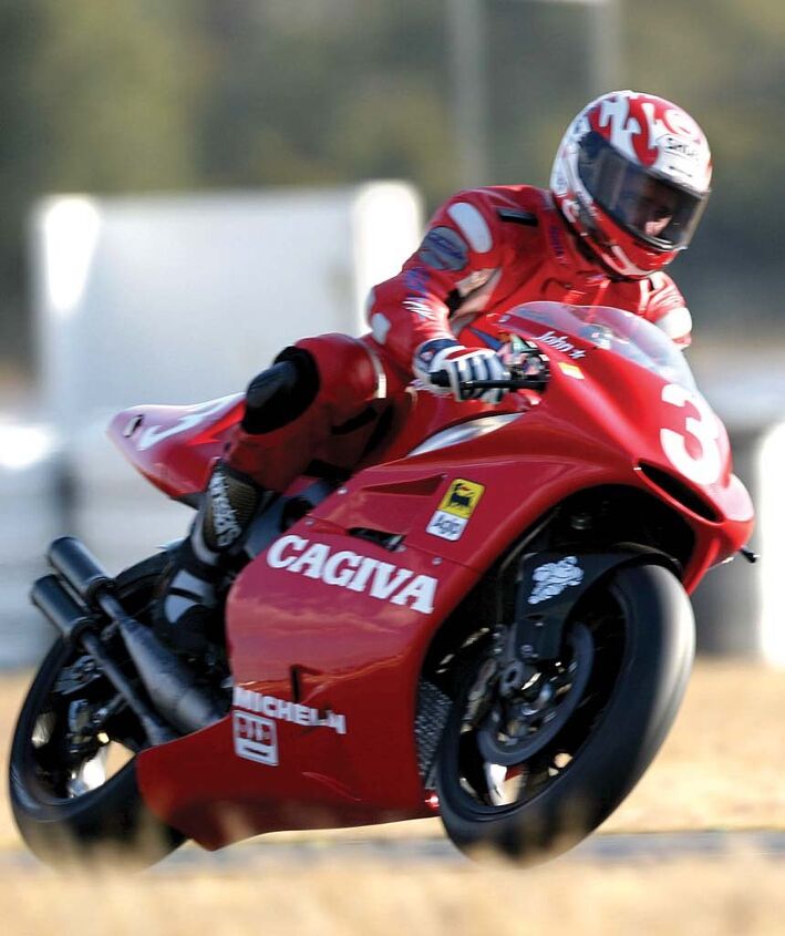 tested cagiva v593 500cc grand prix racer, Daryl Beattie had not ridden a 500 since 1997 but had the back hanging out in no time These guys never lose it