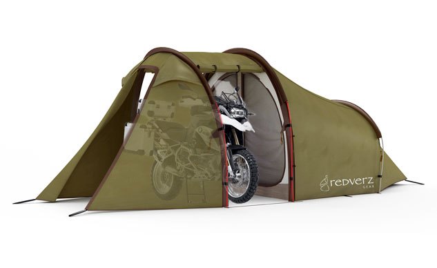 motorcycle touring do it yourself touring, If you must absolutely have a garage attached to your home away from home the Expedition Tent by Atacama fits the bill