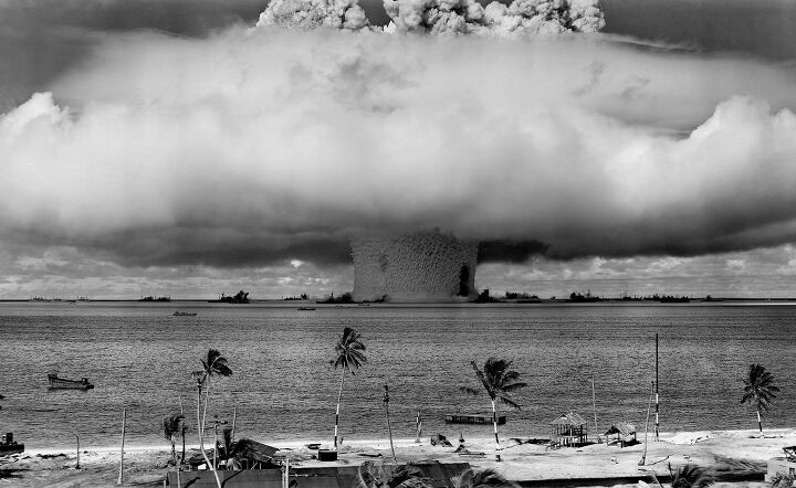 skidmarks atgattefgism, Since I don t want to post horrible photos of human bodies mangled and disfigured I ve posted this photo of the Bikini Atoll atomic bomb tests because it s a really cool photo No people were harmed but there were goats and pigs on the ships