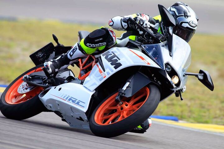 skidmarks finding your fit, This new rider is wobbly and unsteady nice dig Gabe KD on the KTM RC390 but the sporty light and affordable Single checks the boxes for a lot of newbies