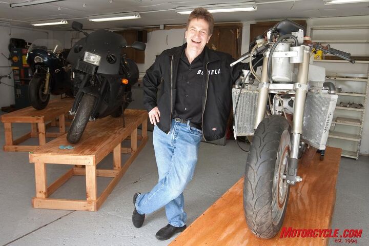 whatever non illegitimus carbuellundum est, Erik Buell inside the shop where he built his first motorcycles