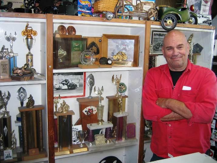doug bingham the last round up, A few of Doug s awards joined by his vintage motorcycle toy collection 600 of which he donated to the AMA Motorcycle Hall of Fame Museum in 2014