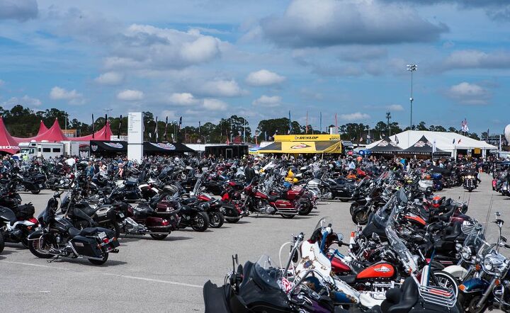 75th daytona bike week wrap up, Outside the high banks of the gussied up Daytona International Speedway the vendor s midway was packed as it is every year