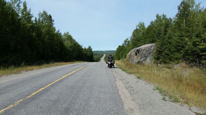 motorcycle adventures in northeastern ontario, A nice long downhill straightaway on Highway 672