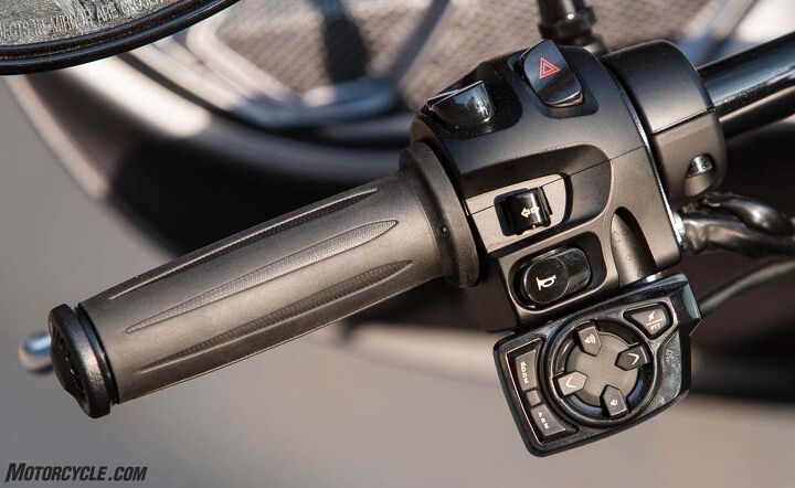 2016 victory magnum x 1 stealth edition review, The sound system controls get the job done but they are clearly tacked on rather than integrated into the switch cluster like premium motorcycles from other brands