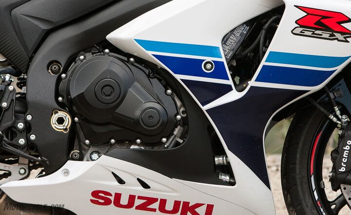 forgotten files 2016 suzuki gsx r1000 review, Poking out from the bodywork is a 999cc inline Four with forged pistons pumping out nearly 160 horses and 80 lb ft Other than three different ride modes it s up to you to make sure power gets to the ground without too much wheelspin
