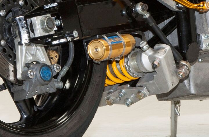 drysdale v8 1000 a closer look, The Ohlins rear shock is custom built for the underslung linkage