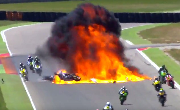 Fuel Tank Explodes in CEV Moto2 Race