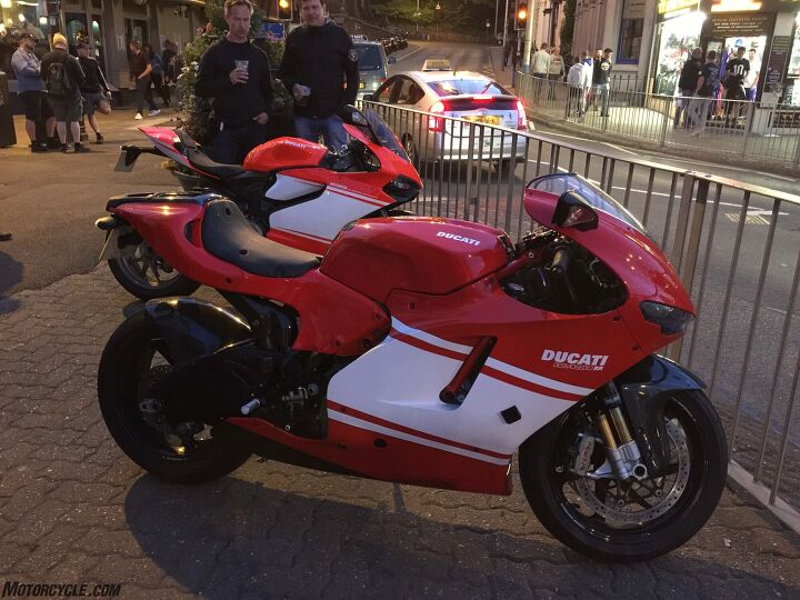 out and about at the 2016 isle of man tt, A Ducati Desmosedici and Superleggera on the Douglas Promenade