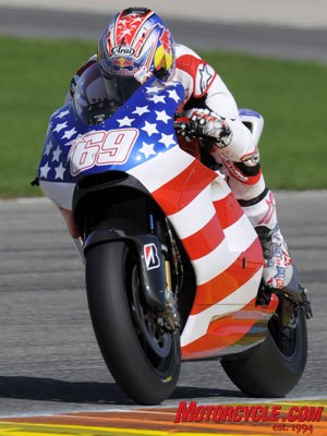 church of mo nicky hayden interview, Hayden getting accustomed to the big power of the Ducati and its electronic rider aids