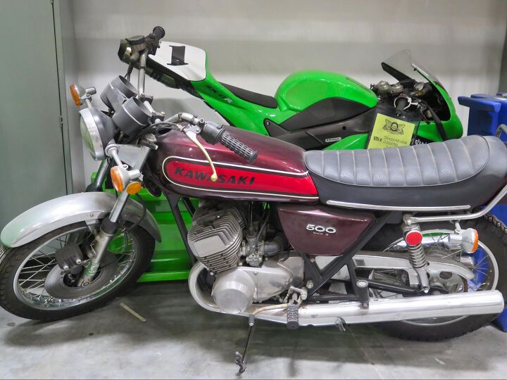 top ten treasures at kawasaki usa, By the time the H1 plug was pulled in 1975 it had gained a front disc brake a reinforced frame swell paint that still looks fresh sigh Yes a new Versys 650 is a better motorcycle in every way for the same money but if I could dust this one off and fire it up it would be a very tough call
