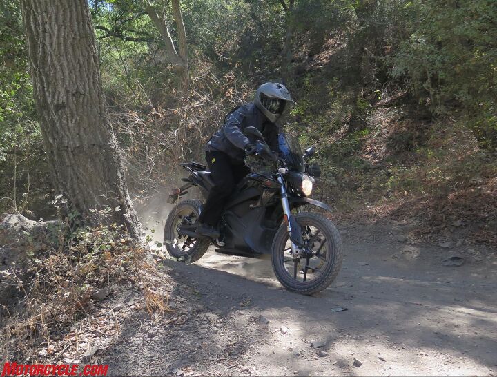 2016 zero dsr 10th anniversary edition review, A higher handlebar wouldn t hurt but the bike s suspension and 19 17 inch wheels make quick work of dirty backroads