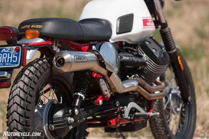 2016 moto guzzi v7 ii stornello first ride review, The knobby tires add to the scrambler styling while giving a modicum of dirt performance