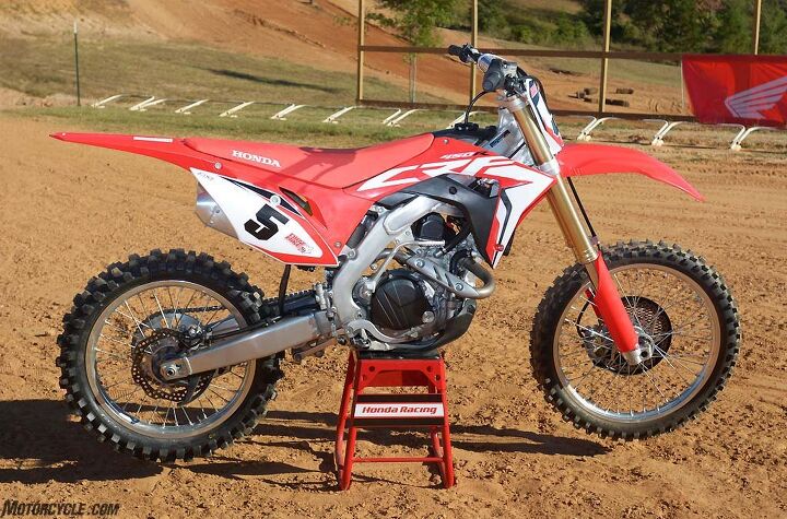 2017 honda crf450r first ride review, The 2017 Honda CRF450R has been a long time in coming but its all new Unicam engine chassis and new suspension make the big red machine a serious contender in the 450cc motocross class