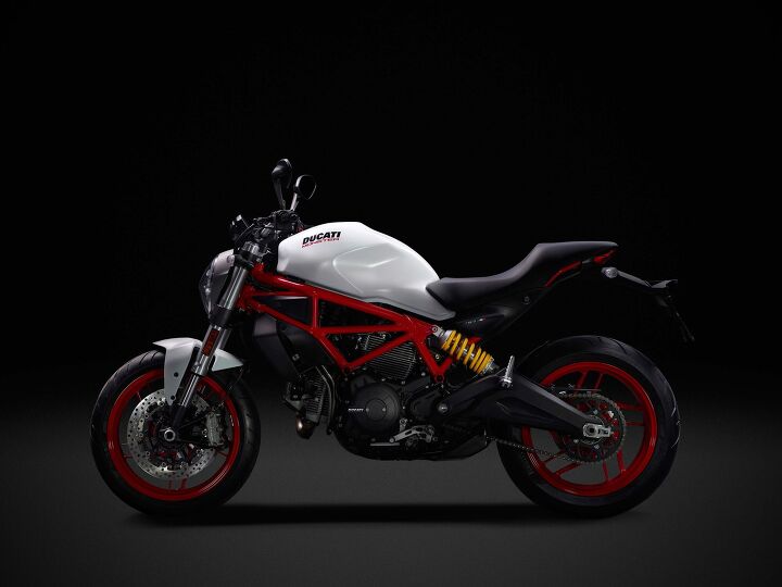 2017 ducati monster 797 preview, A visually more pleasing air cooled Monster is unuglified by the removal of the unsightly cooling lines hampering the liquid cooled Monsters However the more affordable Monster does lose the single side swingarm