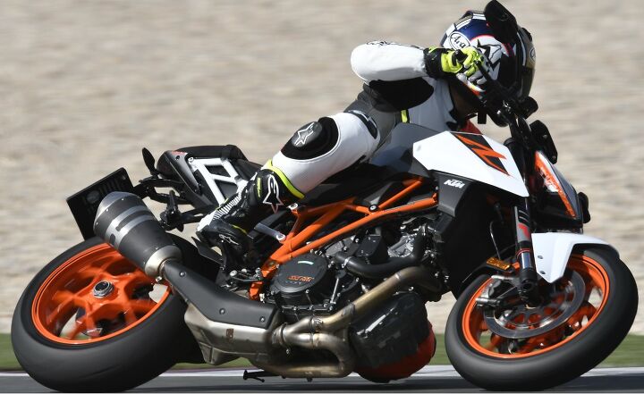 2017 ktm 1290 super duke r first ride review, After an initial outing in Sport mode I switched to Track mode with Track throttle sensitivity Supermoto brake selection and kept anti wheelie engaged most of the time In Track mode TC is adjustable on the fly via the familiar left handlebar mounted controls Track throttle sensitivity seemed smooth as butter without the abruptness oftentimes associated with aggressive R b W throttle settings