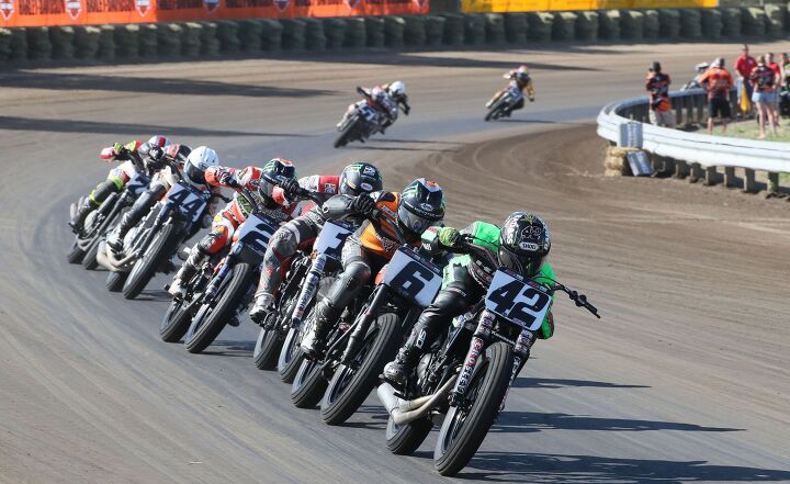 american flat track series interview with ama pro racing ceo michael lock, The flat track freight train enters a straight at the Springfield Mile