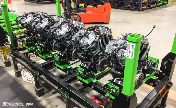 touring harley davidson s pilgrim road powertrain operations plant, A pallet of completed engines awaiting shipment to the final assembly plant
