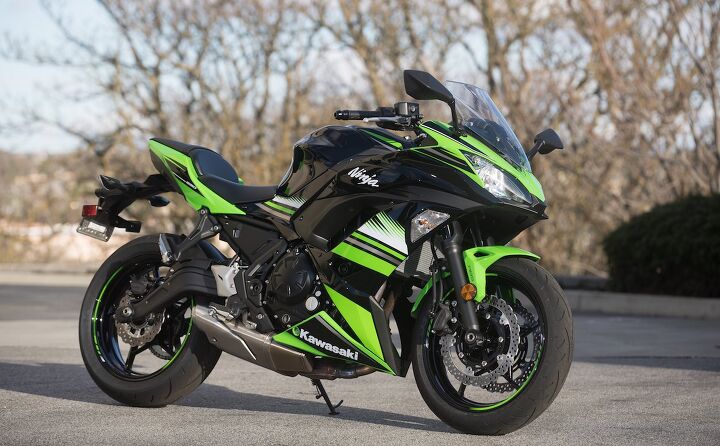 2017 kawasaki ninja 650 review, The restyled Ninja 650 is fairly aggressive for 2017 more closely resembling its supersport superbike stablemates The new 5 spoke wheels are lighter and the shorter under engine exhaust helps centralize mass That s possibly the best looking pressed steel swingarm we ve ever seen