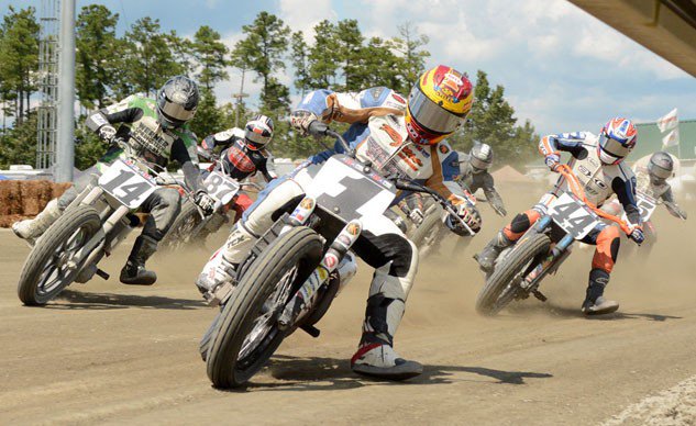 american flat track safety interviews with michael lock and chris carr, Close racing and the ever present railing are two of the hallmarks of flat track racing
