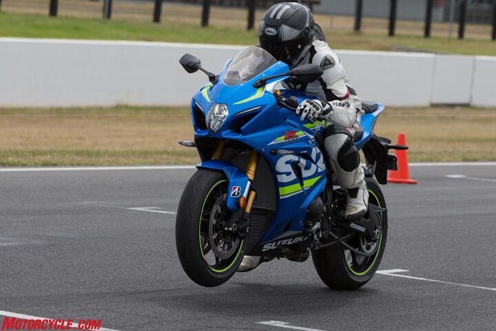 2017 suzuki gsx r1000r review first ride, The GSX R1000R includes a launch control function which we got to test at the track It s basically a rev limiter that holds the engine at 10 000 rpm allowing a rider to concentrate only on how quickly the clutch is released but It also works with Motion Track TCS to control throttle valve opening and ignition timing while monitoring front and rear wheel speeds It disengages when a rider upshifts into third gear or closes the throttle