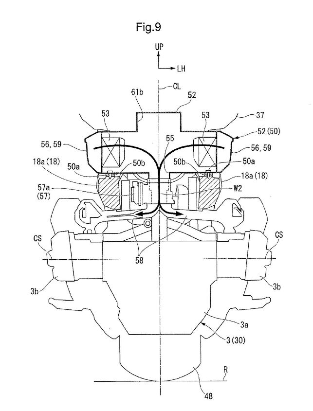 fake news no honda did not patent a supercharged neowing trike, Morebikes didn t show this drawing from Honda s patent specifically showing air flowing from the airbox 52 through a throttle body 57a before splitting through a manifold 58 to the opposed cylinder banks Nowhere is there any mention of a supercharger