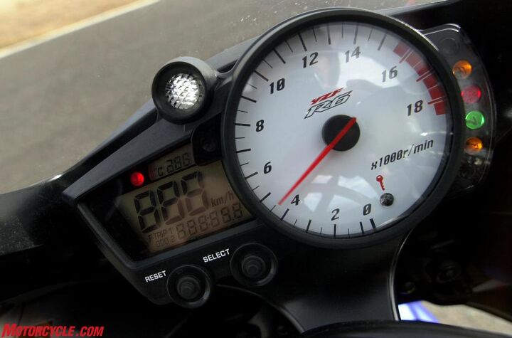 church of mo 2003 yzf r6 not to be outdone, In addition to the cool new programmable shift light your friendly technician can call up injection diagnostic codes on the LCD display and can even check the FI sensors using the Select and Reset buttons