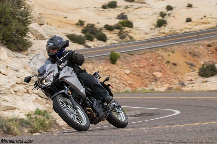 2017 kawasaki versys x 300 abs review, Ground clearance isn t going to be a problem and the tube filled IRC 19 and 17 inch Trail Winner tires are willing