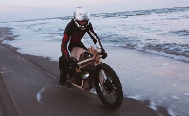 Wooden Motorcycle Powered by Algae Oil