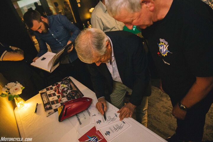 dinner with giacomo agostini, Taking time to sign plenty of autographs for the lucky few of us present There were only 27 of us invited to the dinner