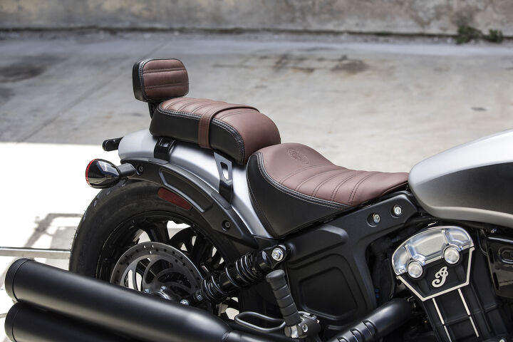 2018 indian scout bobber first ride review, A passenger seat that matches the original s two toned color is available if you plan to share the ride