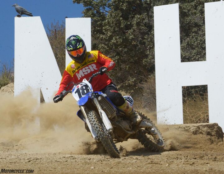 2018 yamaha yz450f first ride review, With its abundance of power the 2018 Yamaha YZ450F has no trouble steering with the throttle in flat turns