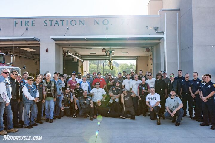 veterans charity ride begins nine day journey to sturgis, The pre ride photo Look at all those smiling faces The Fire Hogs motorcycle club hosted the event and lead for the first portion of today s ride