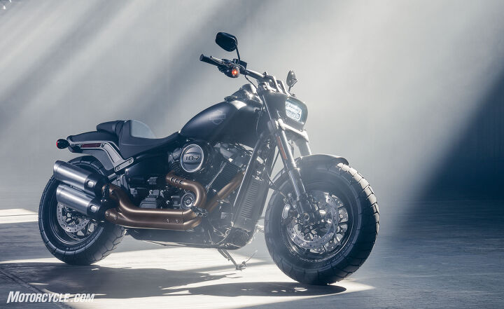 harley davidson introduces all new 2018 softail line, The Fat Bob your 2018 post apocalyptic urban assault vehicle