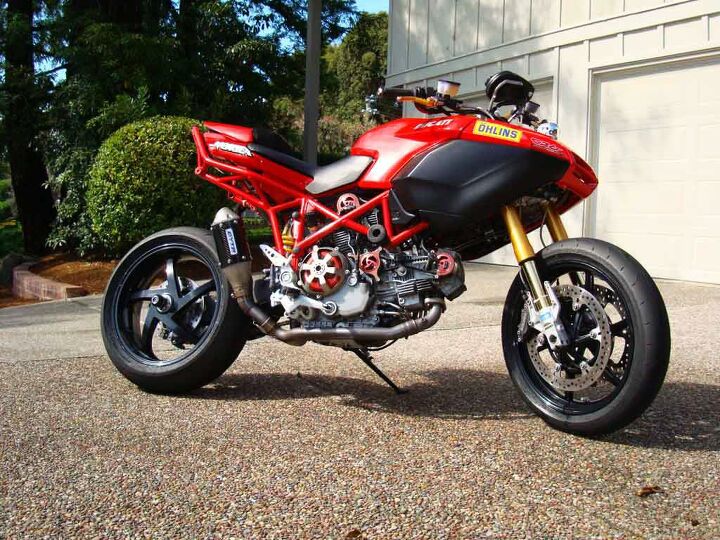 skidmarks losing our damn minds, Frankenstrada started life as a 2006 Multistrada S and then things went downhill from there That s not a muffler it s a middle finger