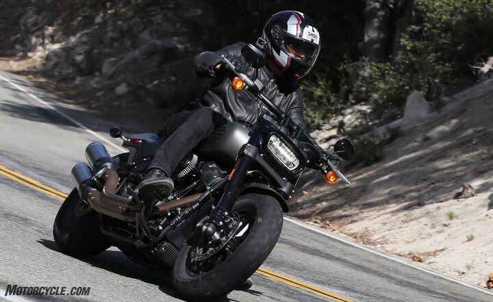 2018 harley davidson fat bob 114 review first ride, Happy at a moderate sporting pace in the canyons and in the stoplight grand prix