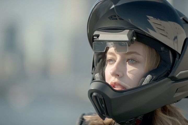 crosshelmet x1 the future of motorcycle helmets, The CrossHelmet X1 with its flip down HUD I wonder how long it would take to get used to