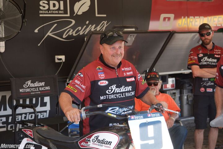 riding the indian scout ftr750, So why is this man smiling Kenny Tolbert was already a legendary tuner with nine AMA Flat Track titles under his belt before he signed on to help Indian with the Scout FTR750 project Now Tolbert has 10 titles in the bank and he is confident that he and Mees can partner up to win some more Photo by Scott Rousseau